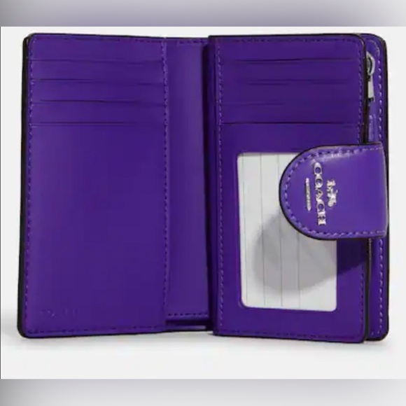 New Coach Medium Corner Zip Wallet With Mini Vintage Rose Print - Picture 6 of 8